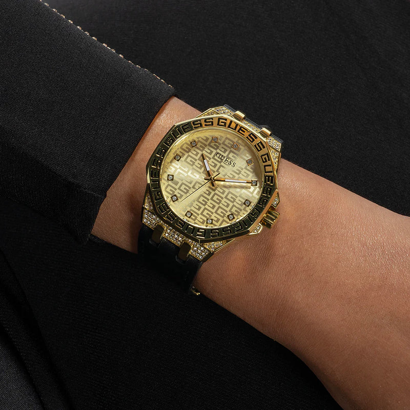 GUESS GW0547L3 - TIMELESS ELEGANCE WITH A MODERN EDGE Women's Watch in Gold and Black Leather-i-Watch-5