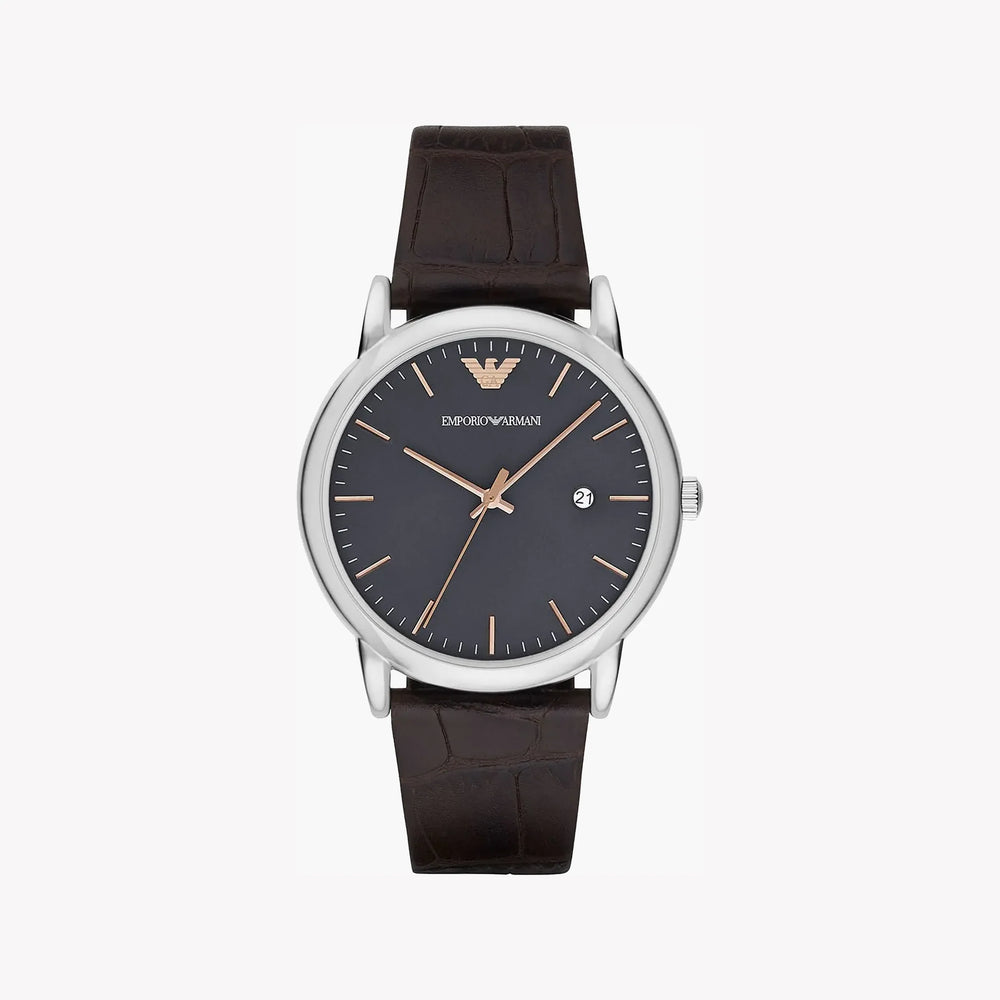 Emporio Armani Men's Silver Stainless Steel, Brown Leather | Ar1996 by i-watch
