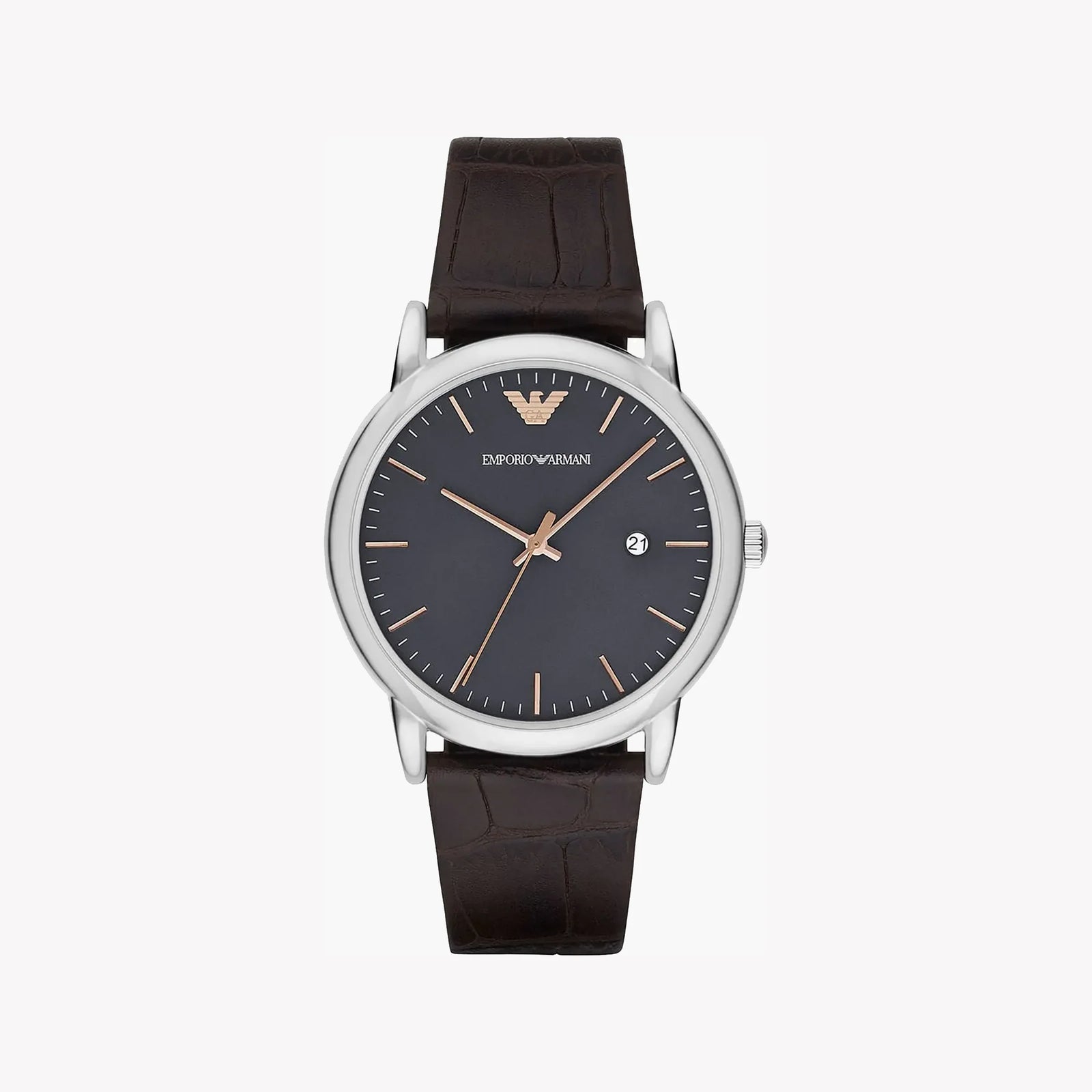 Emporio Armani Men's Silver Stainless Steel, Brown Leather | Ar1996 by i-watch
