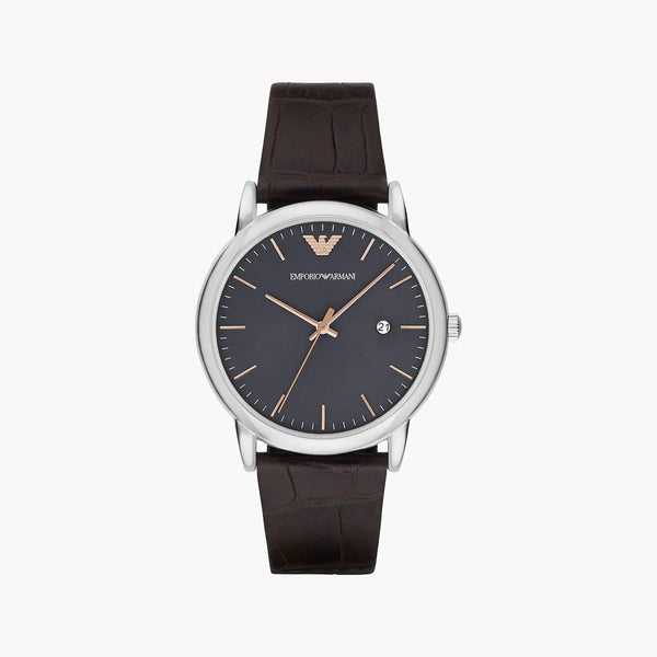 Emporio Armani Men's Silver Stainless Steel, Brown Leather | Ar1996 by i-watch