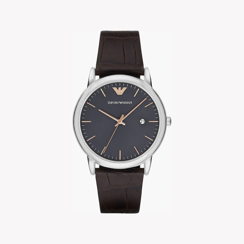 Emporio Armani Men's Silver Stainless Steel, Brown Leather | Ar1996 by i-watch