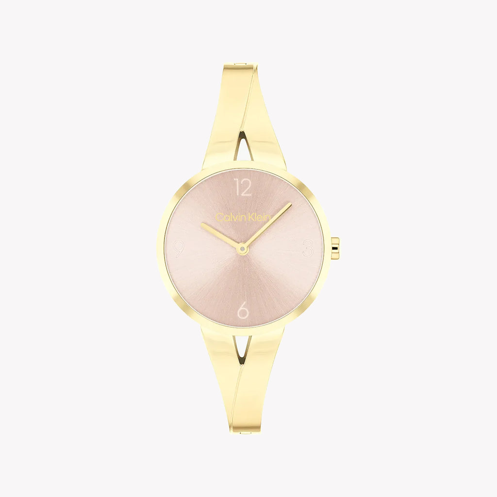 CK CALVIN KLEIN NEW COLLECTION - GOLDEN ELEGANCE WOMEN'S WATCH with Soft Pink Dial