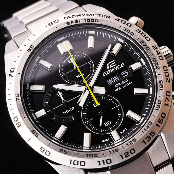 Casio Men's Stainless Steel Watch, Silver & Black Dial | Efr-574d-1avuef by i-watch