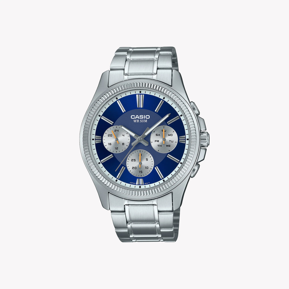 Casio Men's Stainless Steel Watch, Blue Dial | Mtp-1375pd-2a1ve by i-watch