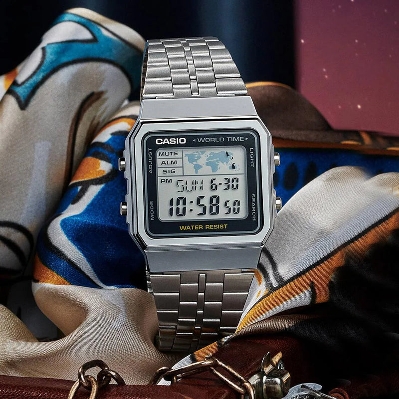 Casio Unisex Silver Resin & Stainless Steel Watch, Silver Dial | A500wa-1 by i-watch