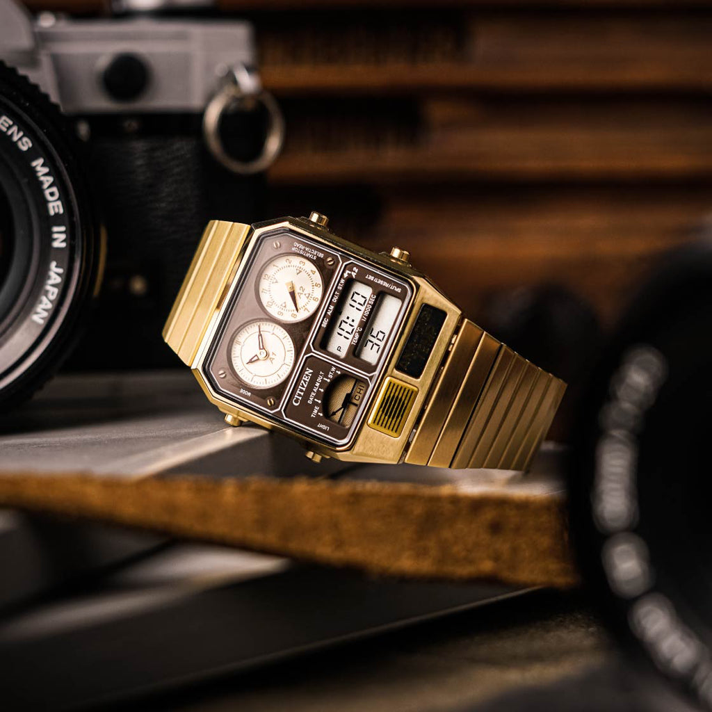 ساعة سيتيزن JG2103-72X - ساعة إيليت جولد - ساعة رجالية متعددة الاستخدامات مع شاشة عرض تناظرية ورقمية