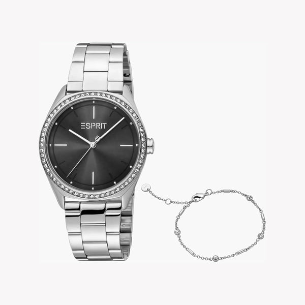 Esprit Women's Silver Stainless Steel Watch, Black Dial | Es1l106m0015 by i-watch