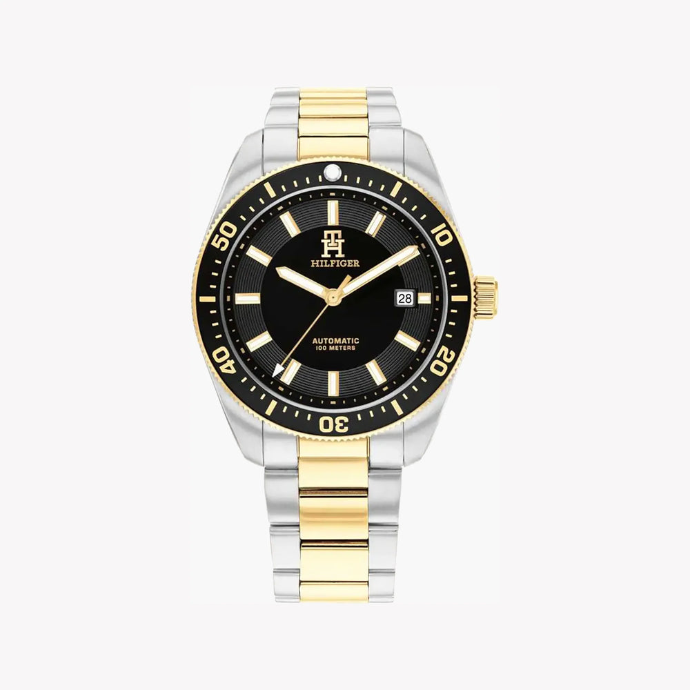 Tommy Hilfiger Men's Silver/Gold Watch, Black Dial | Th85 by i-watch