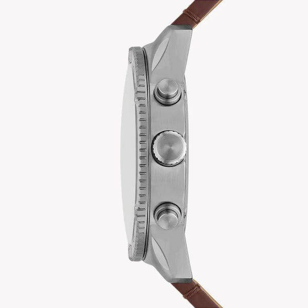 Fossil Men's Silver Stainless Steel, Brown Leather | Bq2801 by i-watch