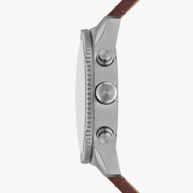 Fossil Men's Silver Stainless Steel, Brown Leather | Bq2801 by i-watch