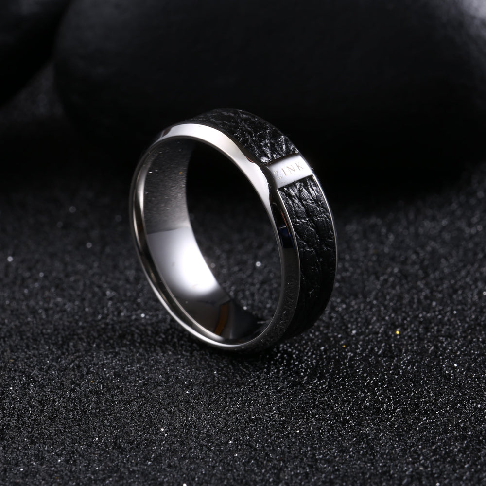 Zink Men's Silver & Black Stainless Steel Ring | Zjrg015sps