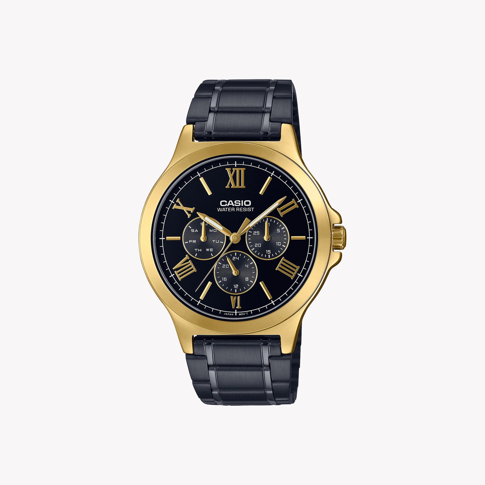 Casio Men's Black Stainless Steel Watch, Gold Accents | Mtp-V300gb-1a by i-watch