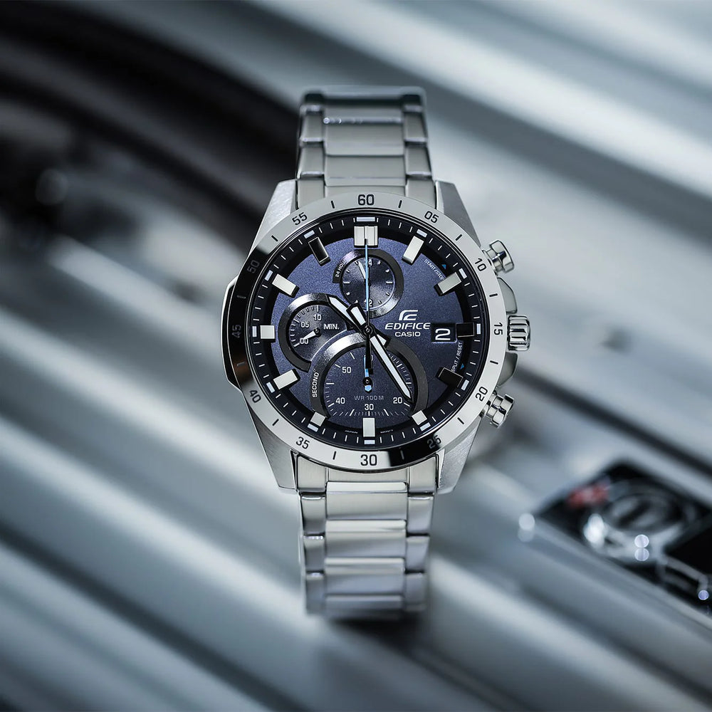 Edifice Men's Silver Stainless Steel, Black Dial | Efr-571d-1avuef by i-watch