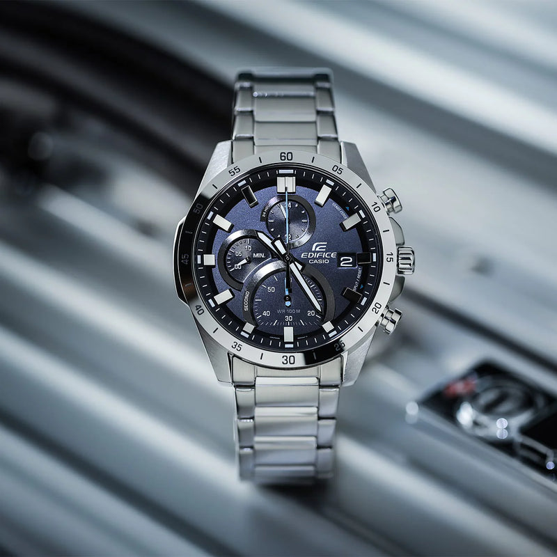 Edifice Men's Silver Stainless Steel, Black Dial | Efr-571d-1avuef by i-watch