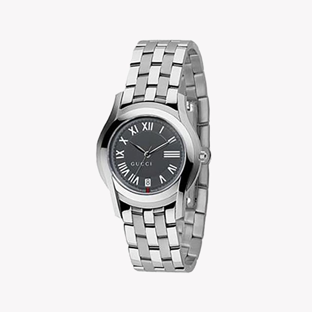 GUCCI YA055307 - TIMELESS ELEGANCE IN SILVER & BLACK - MEN'S LUXURY WATCH