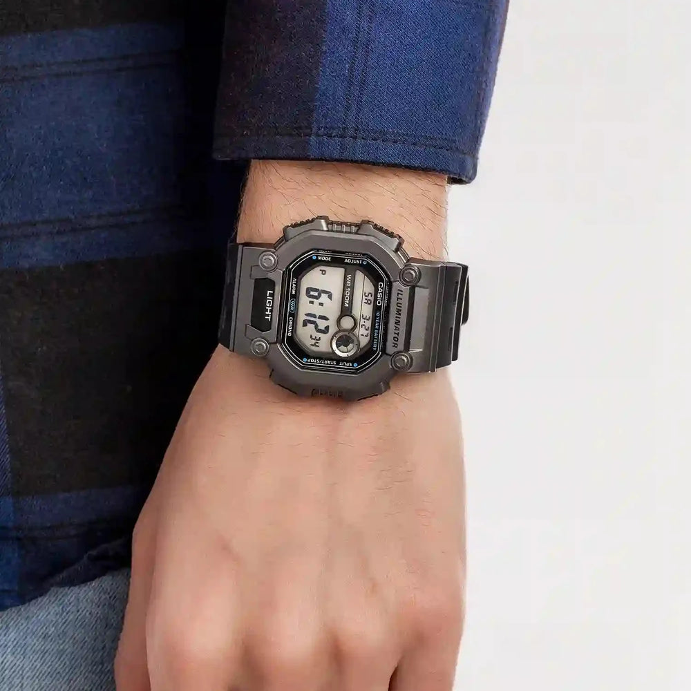 Casio Men's Gray Resin Watch, Black Band | W-737h-1a2vdf by i-watch
