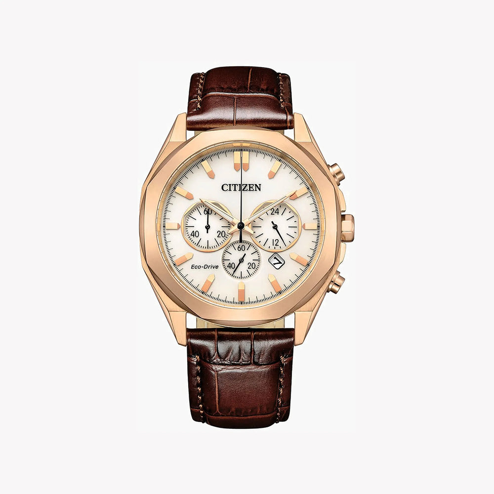 Citizen Men's Gold Stainless Steel, Brown Leather | Ca4593-15a by i-watch