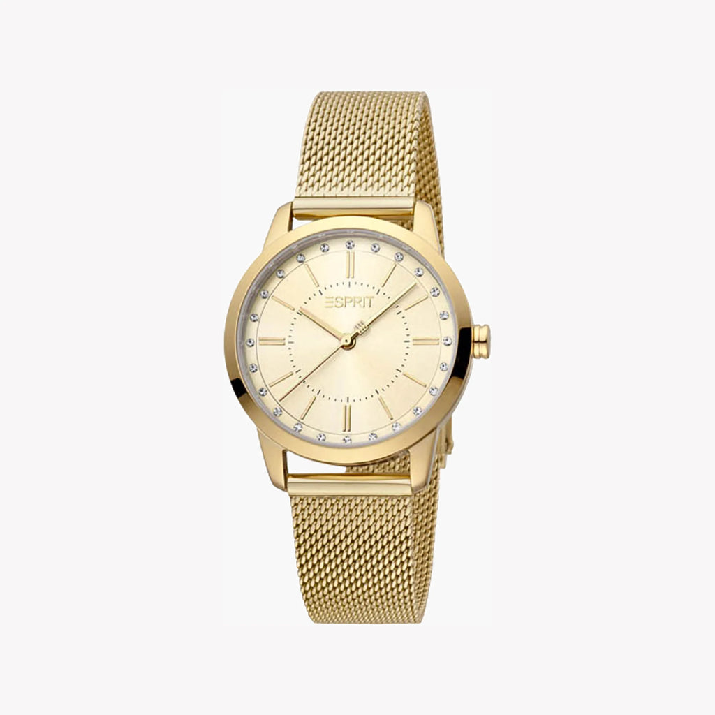 ESPRIT Women's Watch with Gold Stainless Steel Case and Gold Stainless Steel Band