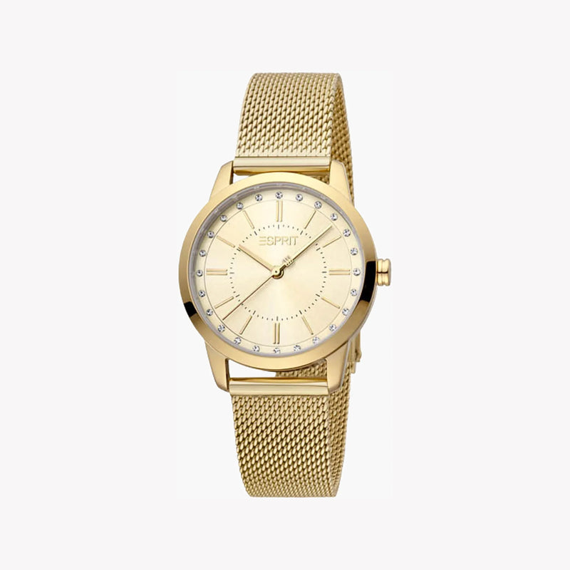 Esprit Women's Gold Stainless Steel Watch, Champagne Dial | Es1l086m0045 by i-watch