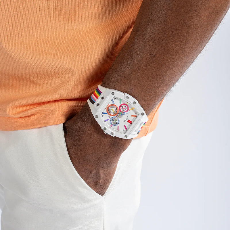 Guess Unisex Rainbow Silicone Watch, White Polycarbonate | Gw0720g1 by i-watch