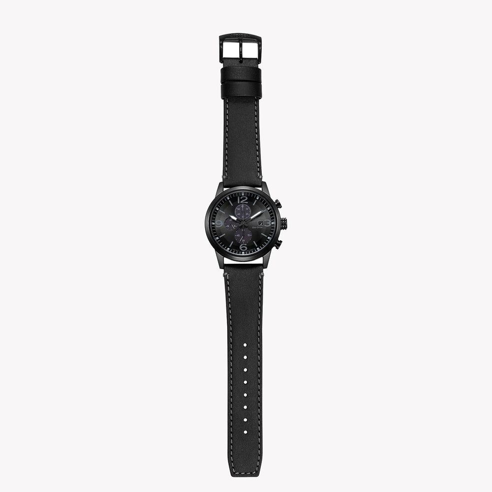 Citizen Men's Black Leather Watch, Black Stainless Steel | Ca0617-29e
