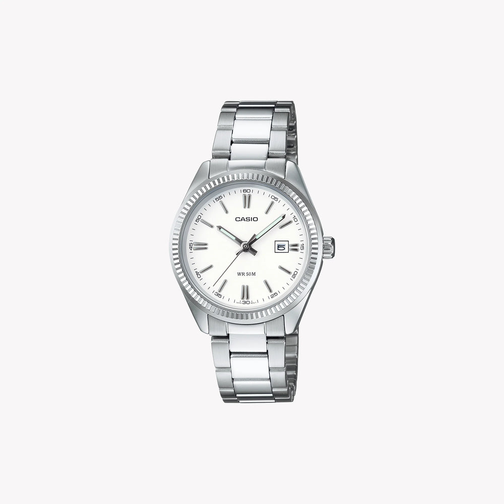 Timeless Elegance Women's Silver Watch, White Dial | Ltp-1302d-7a1vdf by i-watch