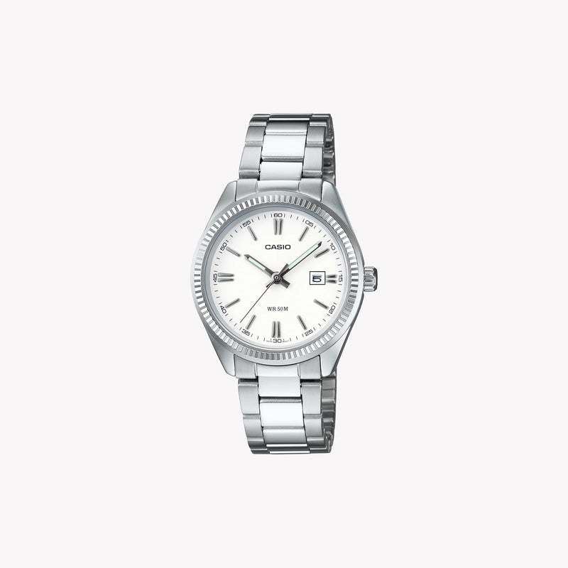 Timeless Elegance Women's Silver Watch, White Dial | Ltp-1302d-7a1vdf by i-watch