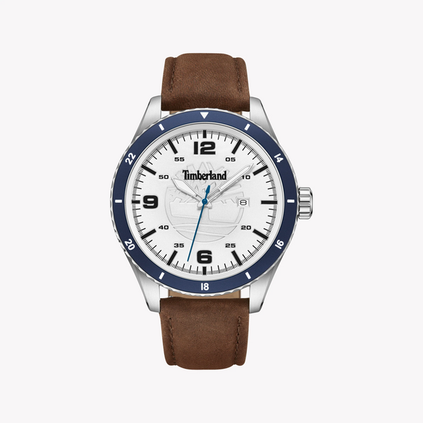 Timberland Men's Silver & Brown Leather Watch, White Dial | Tdwgb0010501 by i-watch
