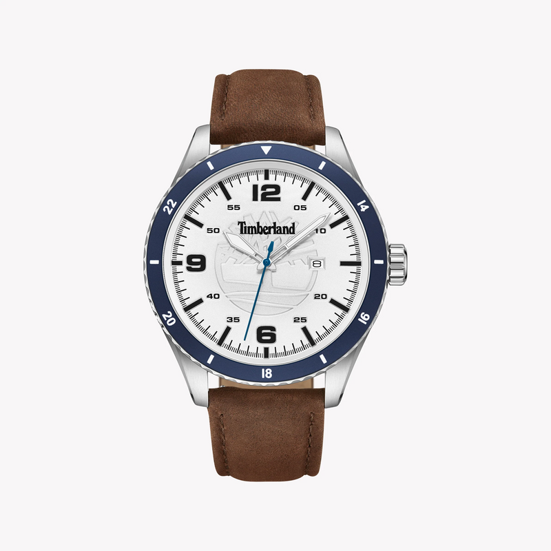 Timberland Men's Silver & Brown Leather Watch, White Dial | Tdwgb0010501 by i-watch