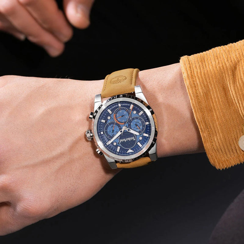 Timberland Men's Silver Stainless Steel, Brown Leather | Tdwgf0009404 by i-watch