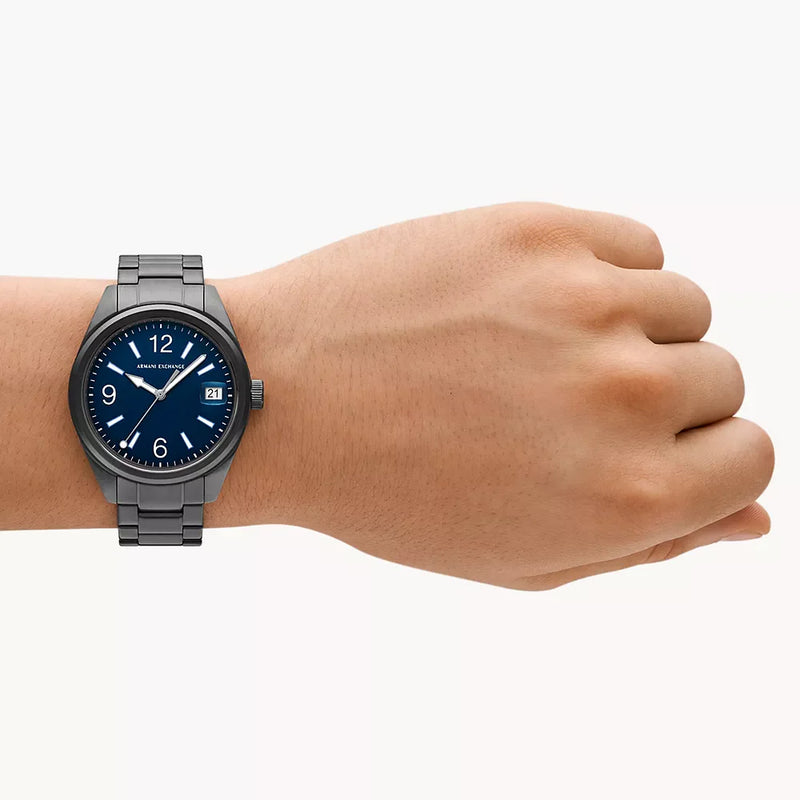 A|X Armani Exchange Men's Grey Stainless Steel, Blue Dial | Ax1421 by i-watch