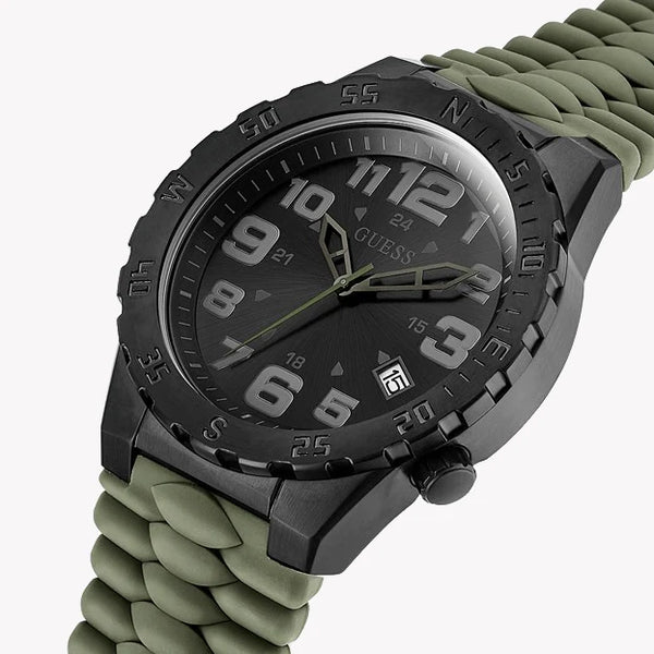 Guess Men's Black Stainless Steel Watch, Silicone Band | Gw0322g2 by i-watch