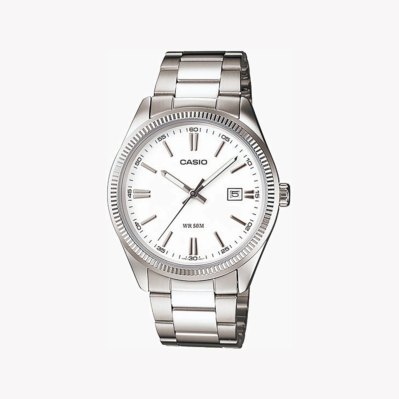 Casio Mtp-1302d-7a1vdf - Elegant Sporty Stainless Steel Men's Watch With White Dial & Date Function by i-watch