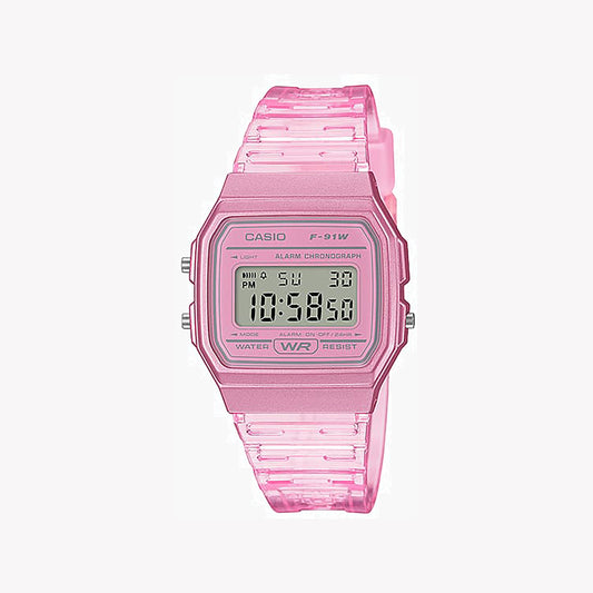 Montre unisexe numérique rose Casio F-91WS-4