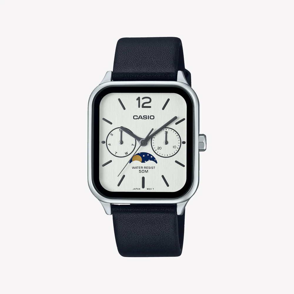 Casio Men's Silver Stainless Steel, Black Leather | Mtp-M305l-7avdf by i-watch