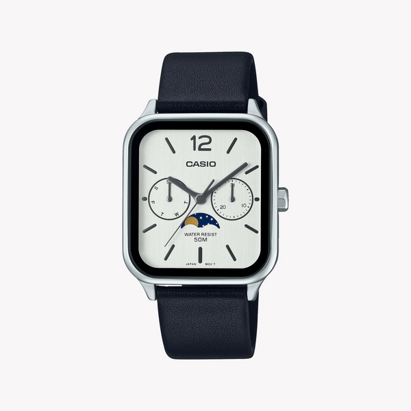 Casio Men's Silver Stainless Steel, Black Leather | Mtp-M305l-7avdf by i-watch