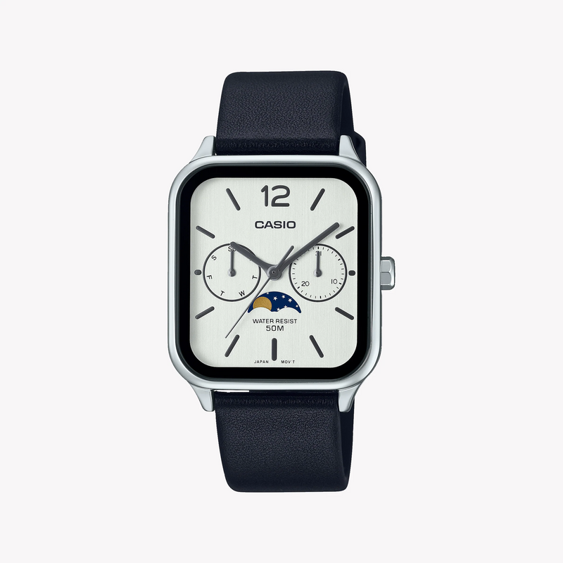 Casio Men's Silver Stainless Steel, Black Leather | Mtp-M305l-7avdf by i-watch