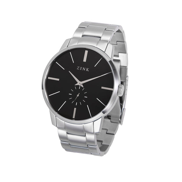 Zink Zk126g5ss-26-B - Elegant Silver Stainless Steel Men's Watch With Black Dial