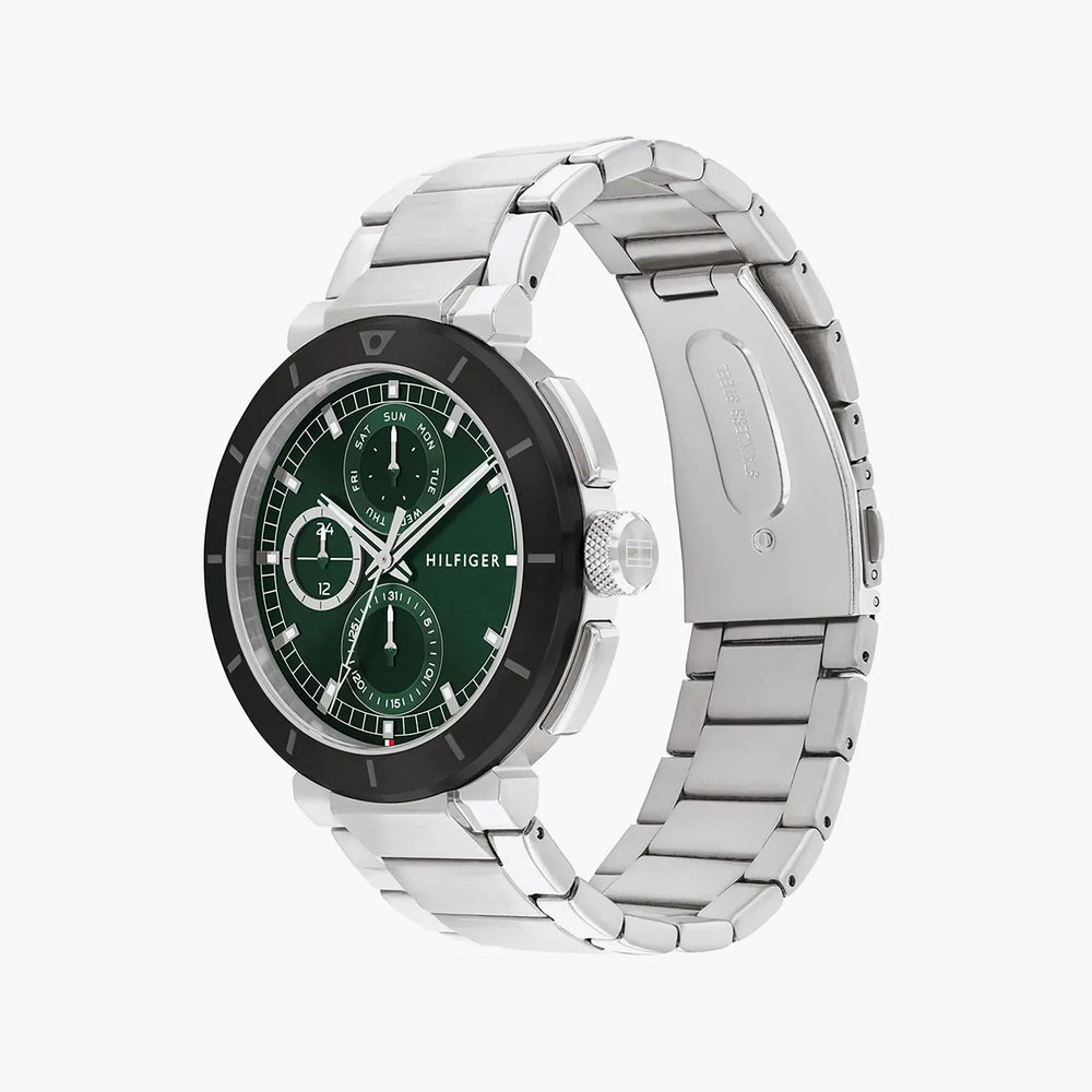 Tommy Hilfiger Men's Black Stainless Steel, Green Dial | 1691634 by i-watch