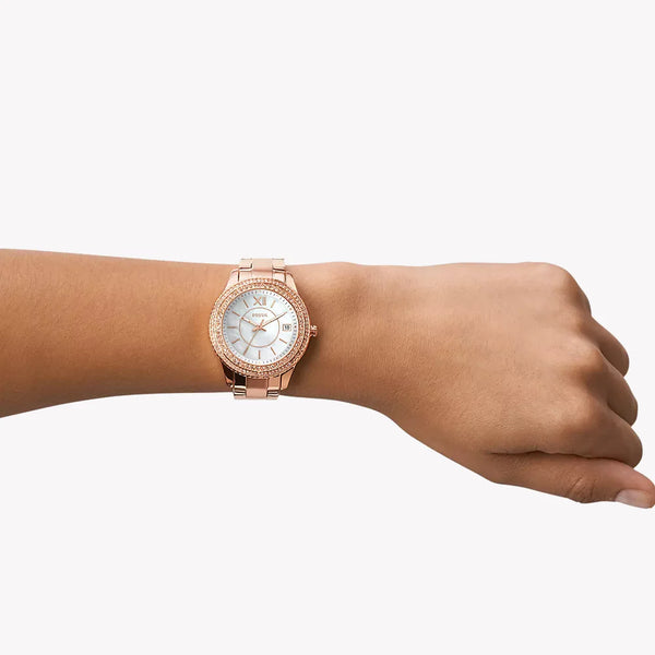 Fossil Women's Rose Gold Watch, White Dial | Es5131 by i-watch