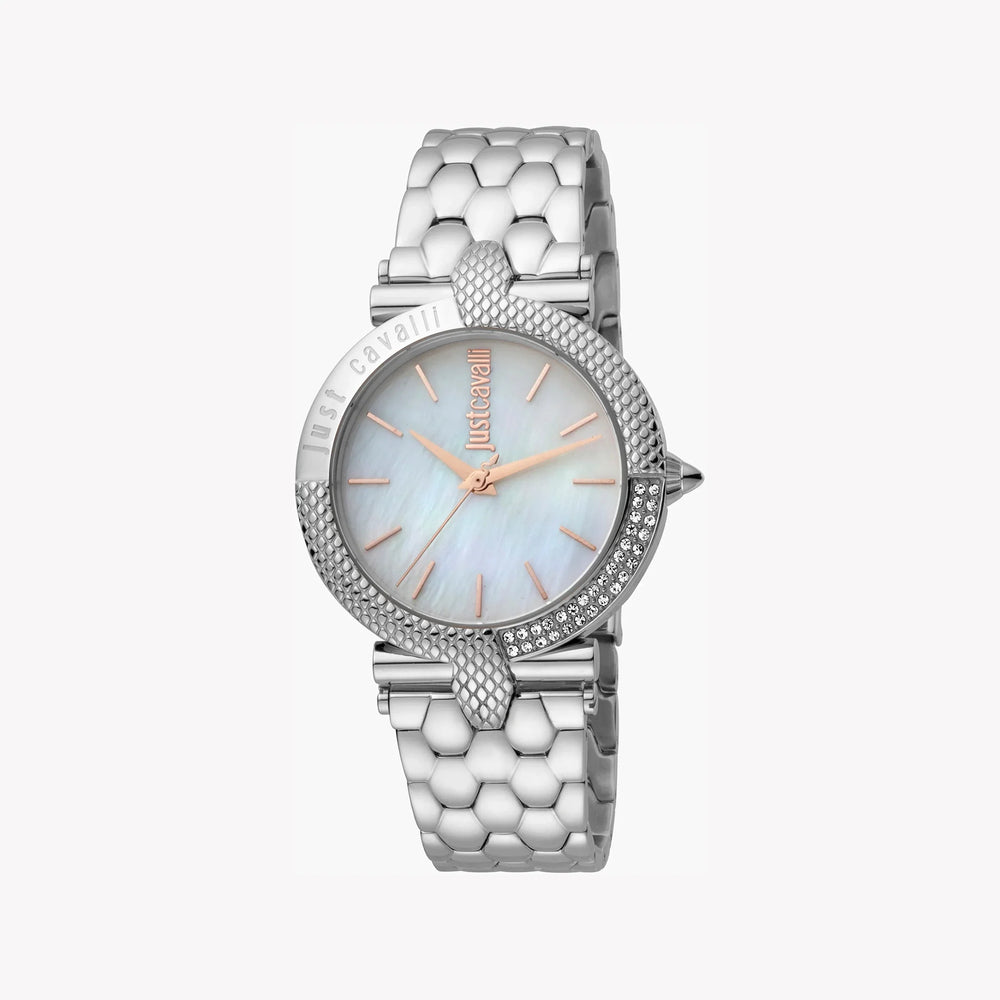 Just Cavalli Women's Silver Watch, White Mother Of Pearls Dial | Jc1l105m0055 by i-watch