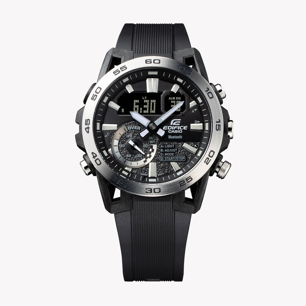 CASIO EDIFICE ECB-40P-1AEF - BOLD BLACK PERFORMANCE MEN'S WATCH with Rubber Band & Precision Timekeeping-i-Watch-3