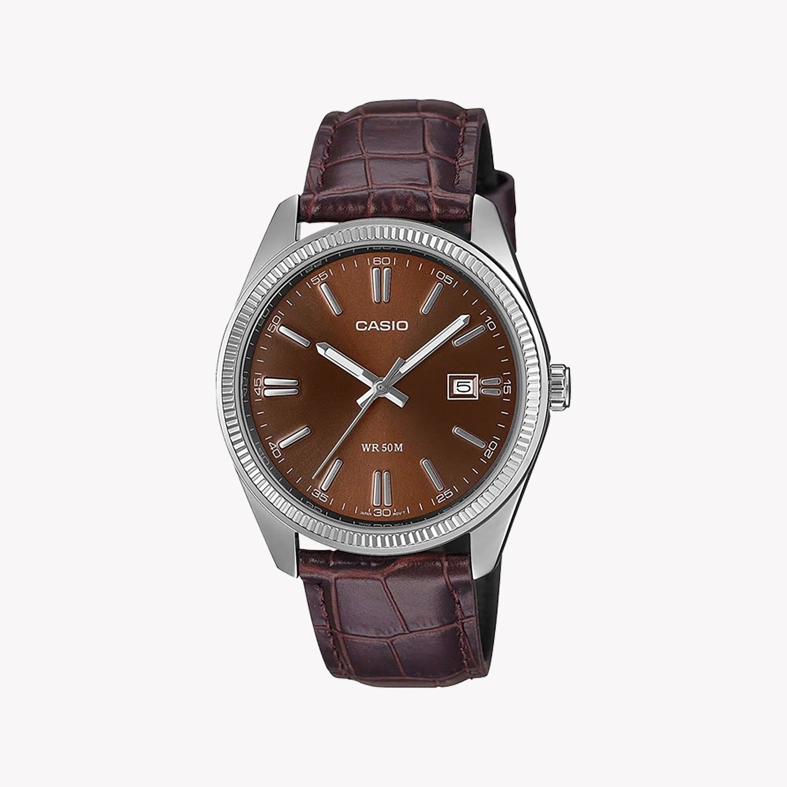 Casio Men's Stainless Steel Watch, Brown Leather Strap | Mtp-1302pl-5avef by i-watch