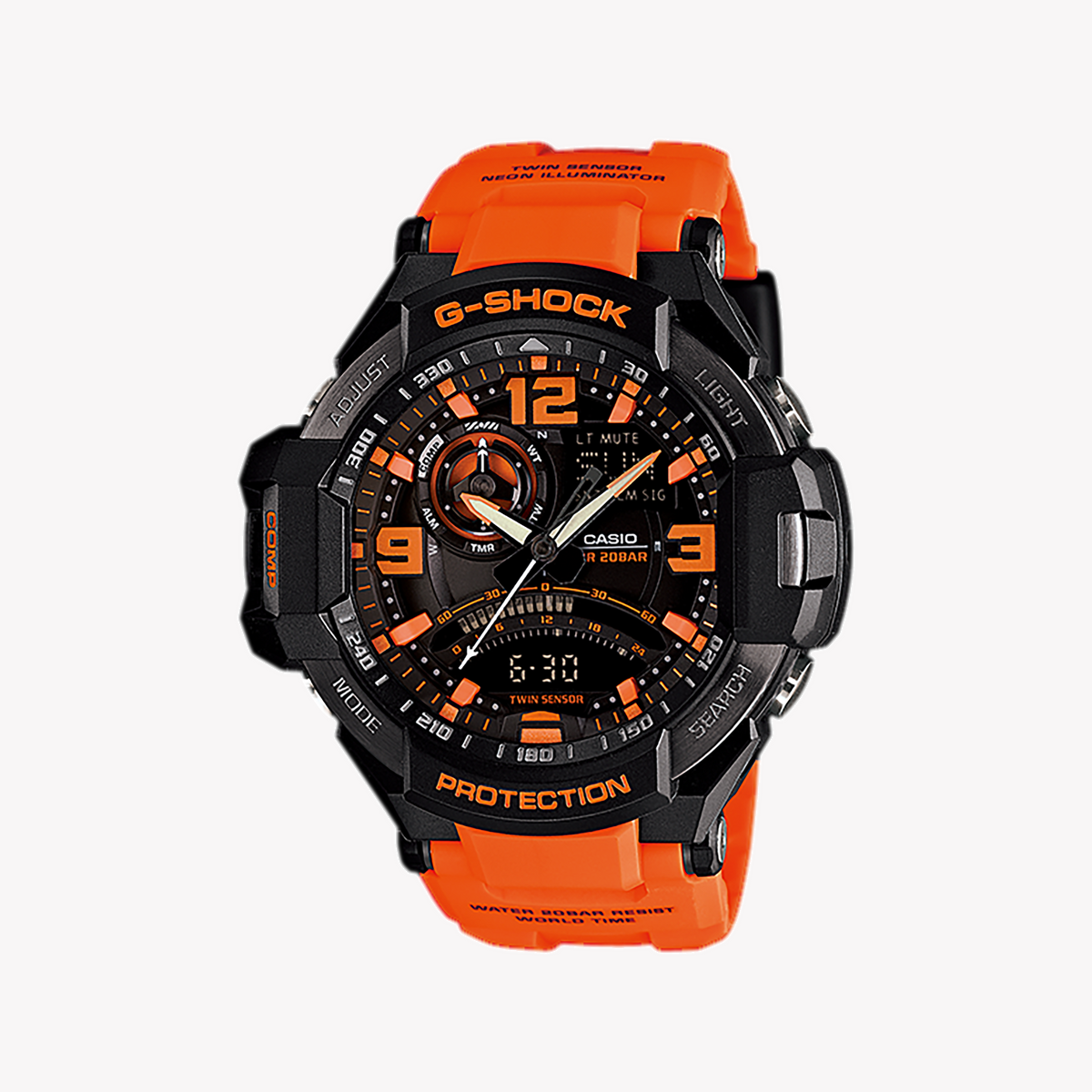 CASIO G-SHOCK GA-1000-4A ADVENTURE SEEKER - MEN'S RUGGED TIMEPIECE WITH ORANGE ACCENTS