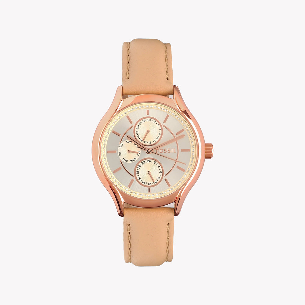 Fossil Women's Rose Gold Watch, White Dial | Bq1586 by i-watch