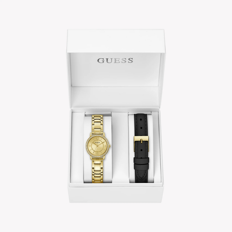 Guess Women's Gold Stainless Steel/Leather Watch, Champagne Dial | Gw0808l2 by i-watch