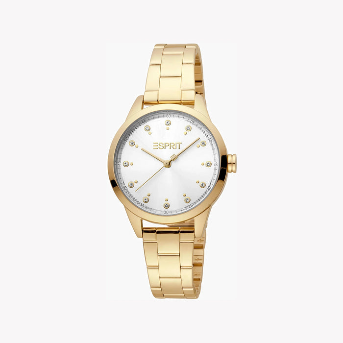 Esprit Women's Gold Stainless Steel Watch, Silver Dial | Es1l006m0035