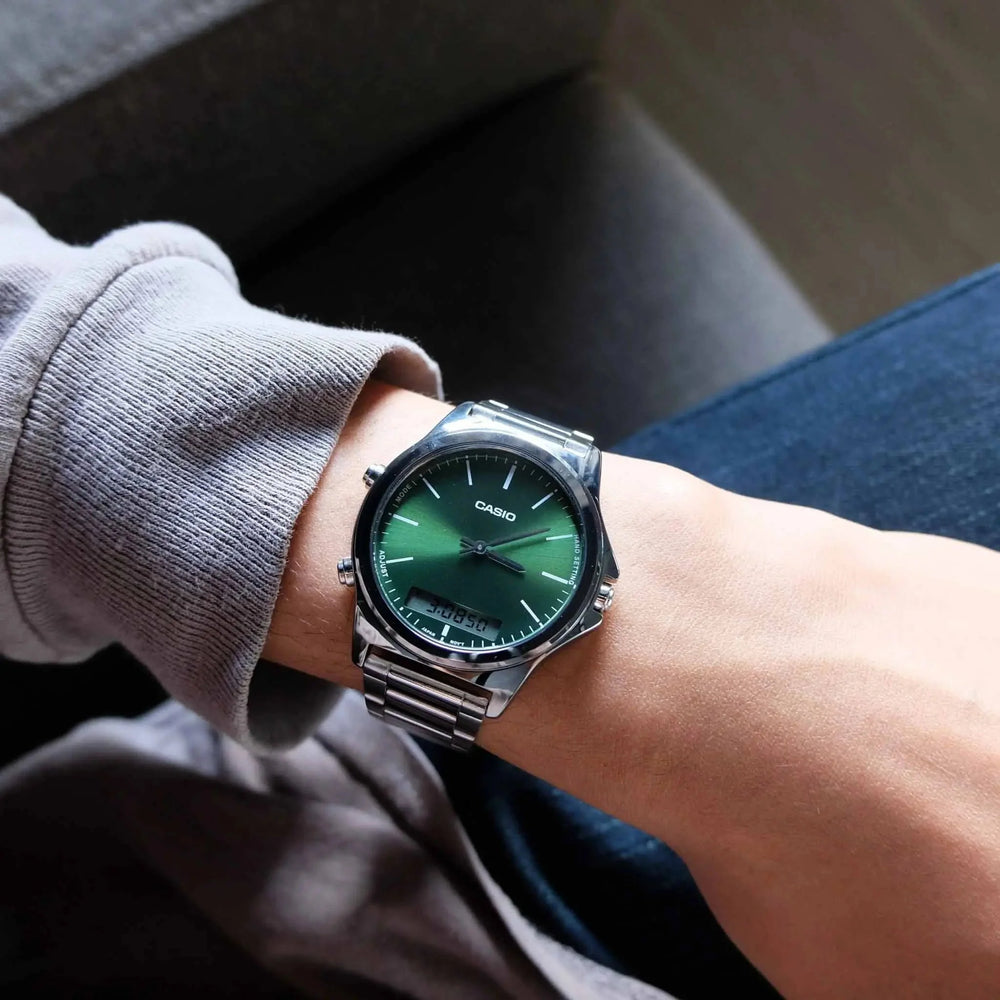 Casio Men's Stainless Steel Green Dial Watch | Mtp-Vc01d-3e by i-watch