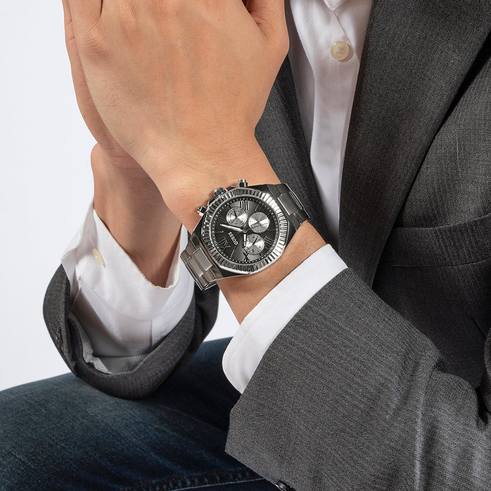 Guess Men's Silver Stainless Steel, Black Dial | Gw0703g1 by i-watch