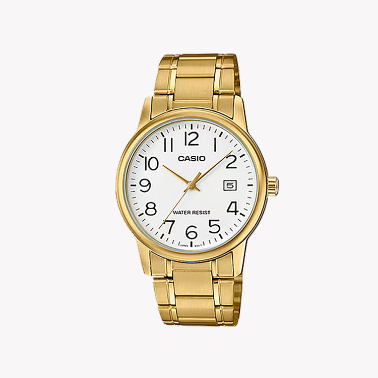 MTP-V002G-7B2UDF - TIMELESS ELEGANCE MEN'S WATCH WITH GOLD CASE & WHITE DIAL